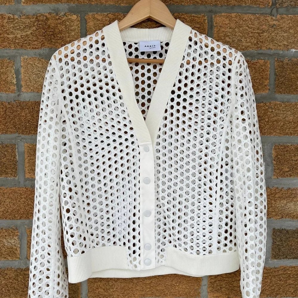 Akris punto Circle-Embroidered Long-Sleeve Jacket